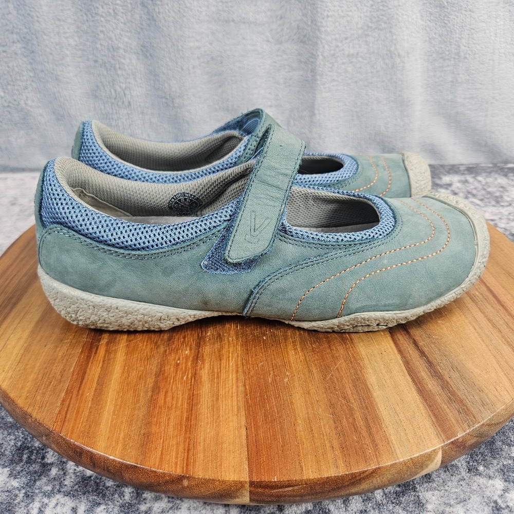 Keen Mary Jane Shoes Womens 5.5 Blue Suede Amsterdam Sporty Flats Strappy
